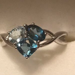 Three Stone Blue Topaz Ring